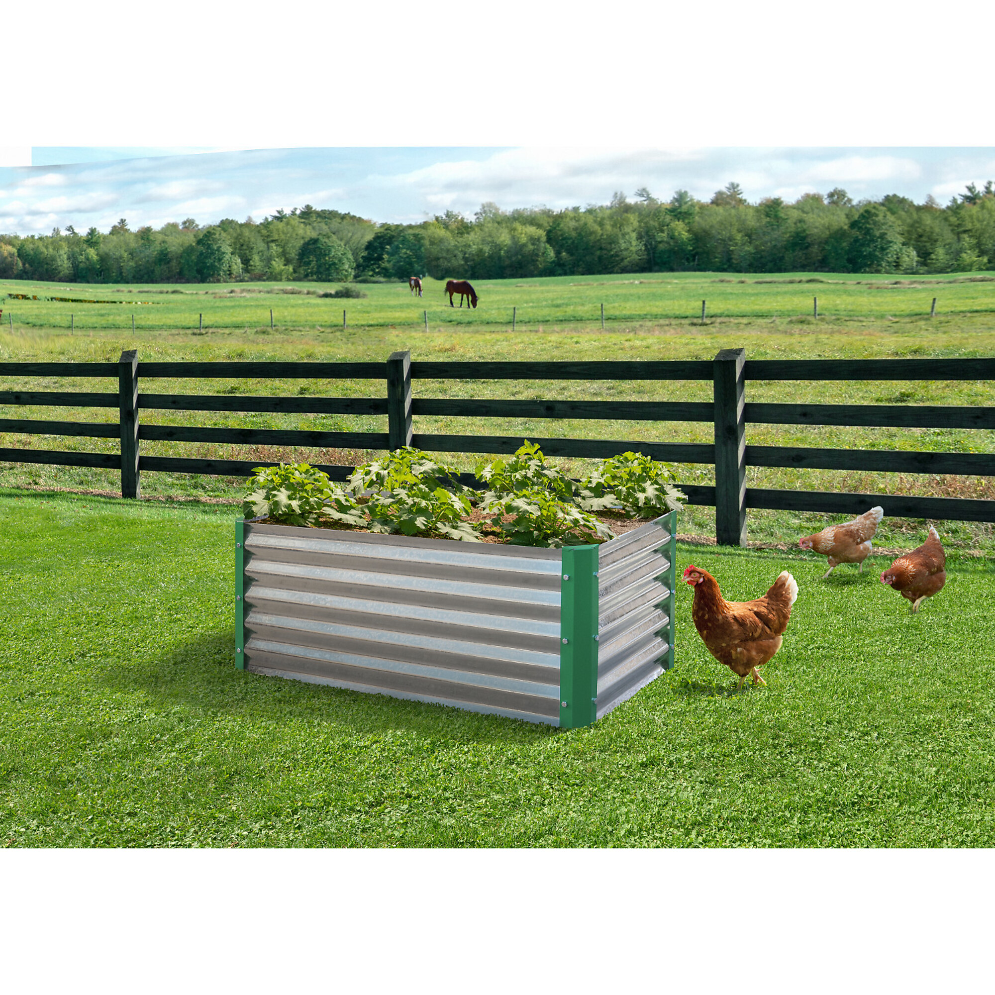 Miracle-Gro Galvanized Raised Garden Bed — 2ft. x 4ft. x 2ft., Green, Corrosion-Resistant, Model# MGRBG402017